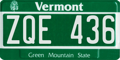 VT license plate ZQE436