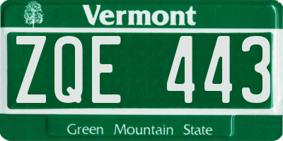 VT license plate ZQE443