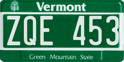 VT license plate ZQE453