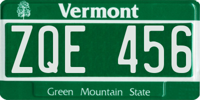 VT license plate ZQE456