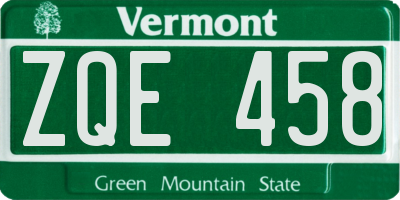 VT license plate ZQE458