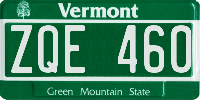 VT license plate ZQE460