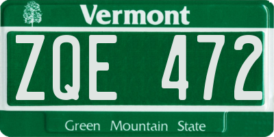 VT license plate ZQE472