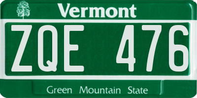 VT license plate ZQE476