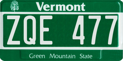 VT license plate ZQE477