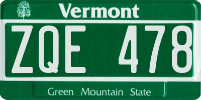 VT license plate ZQE478