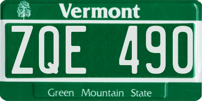 VT license plate ZQE490