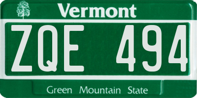 VT license plate ZQE494