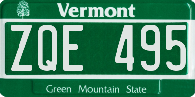 VT license plate ZQE495