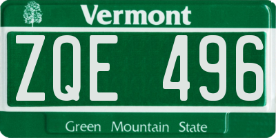 VT license plate ZQE496