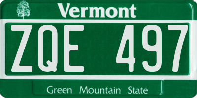 VT license plate ZQE497
