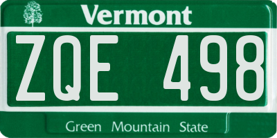 VT license plate ZQE498