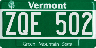 VT license plate ZQE502
