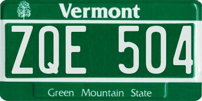 VT license plate ZQE504