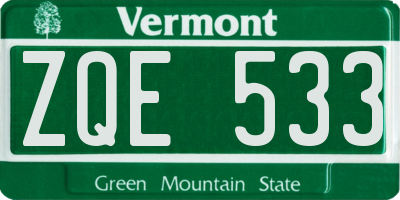 VT license plate ZQE533