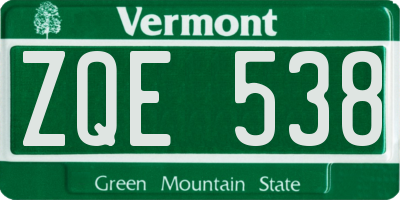 VT license plate ZQE538