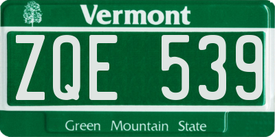 VT license plate ZQE539
