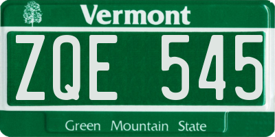 VT license plate ZQE545