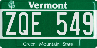 VT license plate ZQE549