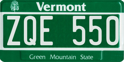 VT license plate ZQE550