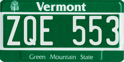 VT license plate ZQE553
