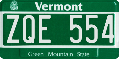VT license plate ZQE554