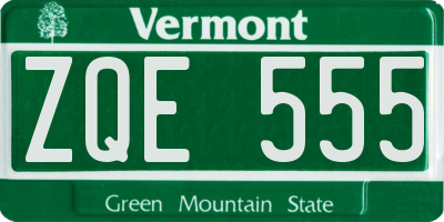 VT license plate ZQE555