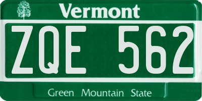 VT license plate ZQE562