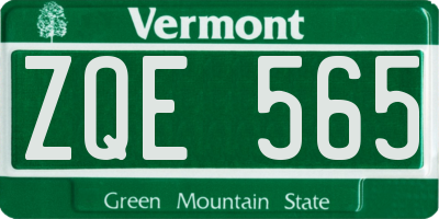 VT license plate ZQE565