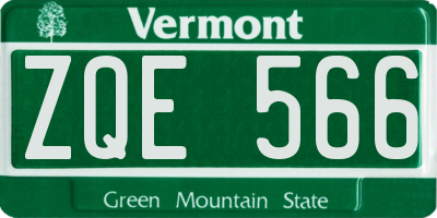 VT license plate ZQE566