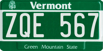 VT license plate ZQE567