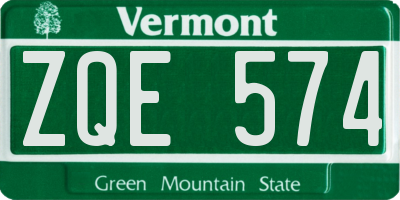 VT license plate ZQE574
