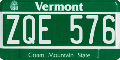 VT license plate ZQE576