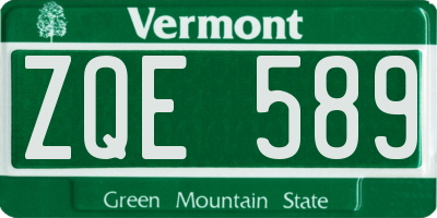 VT license plate ZQE589