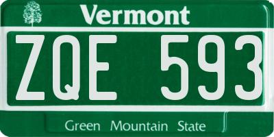 VT license plate ZQE593
