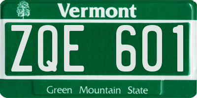 VT license plate ZQE601