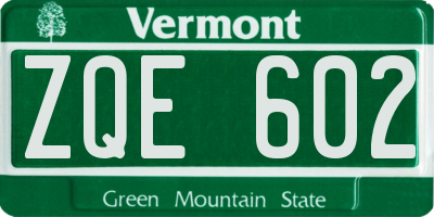 VT license plate ZQE602