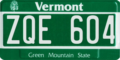 VT license plate ZQE604