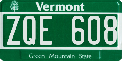VT license plate ZQE608