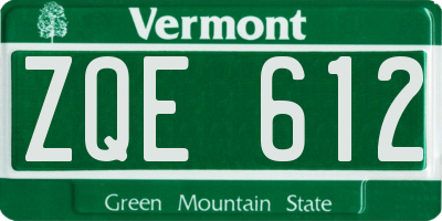 VT license plate ZQE612