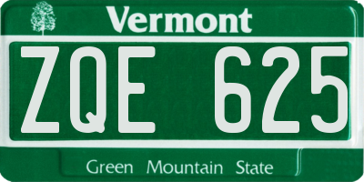 VT license plate ZQE625