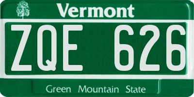 VT license plate ZQE626