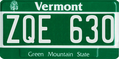 VT license plate ZQE630
