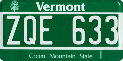 VT license plate ZQE633