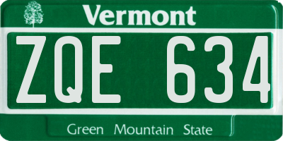 VT license plate ZQE634