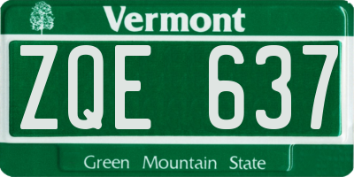 VT license plate ZQE637