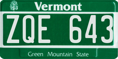 VT license plate ZQE643