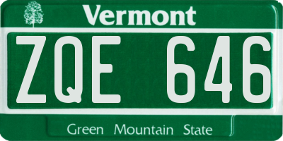 VT license plate ZQE646