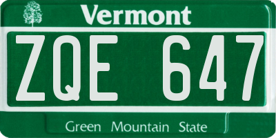 VT license plate ZQE647