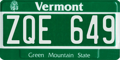 VT license plate ZQE649